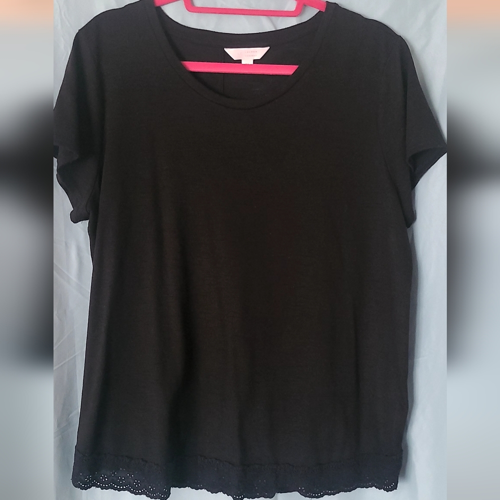Lauren Conrad T-Shirt with lace along bottom and up the back